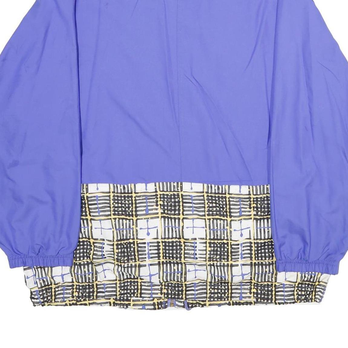 REEBOK Mens Blue Printed Trim Jacket M Polyester Zip Athletic Sportswear