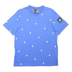 ADIDAS Mens Blue Logo Print T-Shirt L Short Sleeve Crew Neck Sports Casual