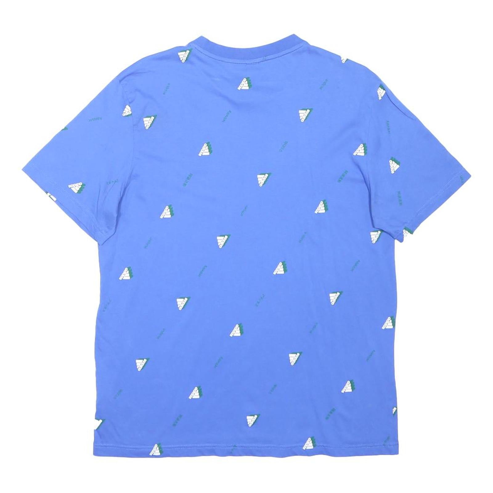 ADIDAS Mens Blue Logo Print T-Shirt L Short Sleeve Crew Neck Sports Casual