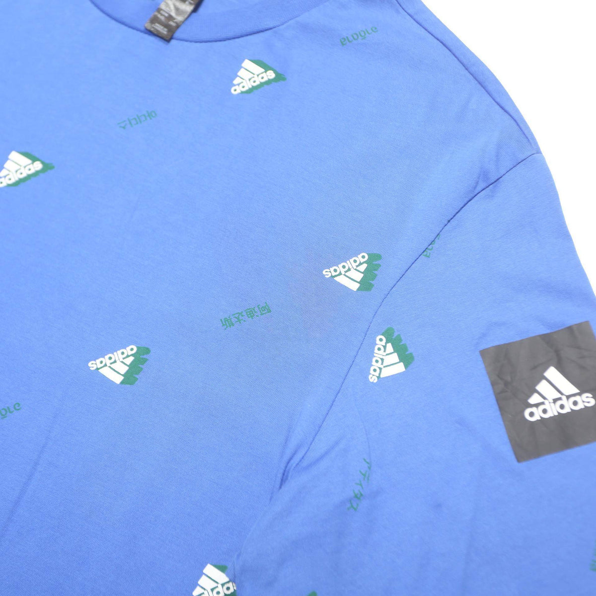 ADIDAS Mens Blue Logo Print T-Shirt L Short Sleeve Crew Neck Sports Casual