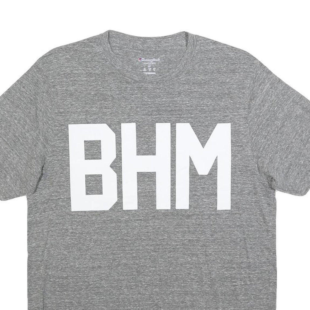 CHAMPION Mens Grey BHM Graphic T-Shirt M Short Sleeve Crew Neck Casual Cotton
