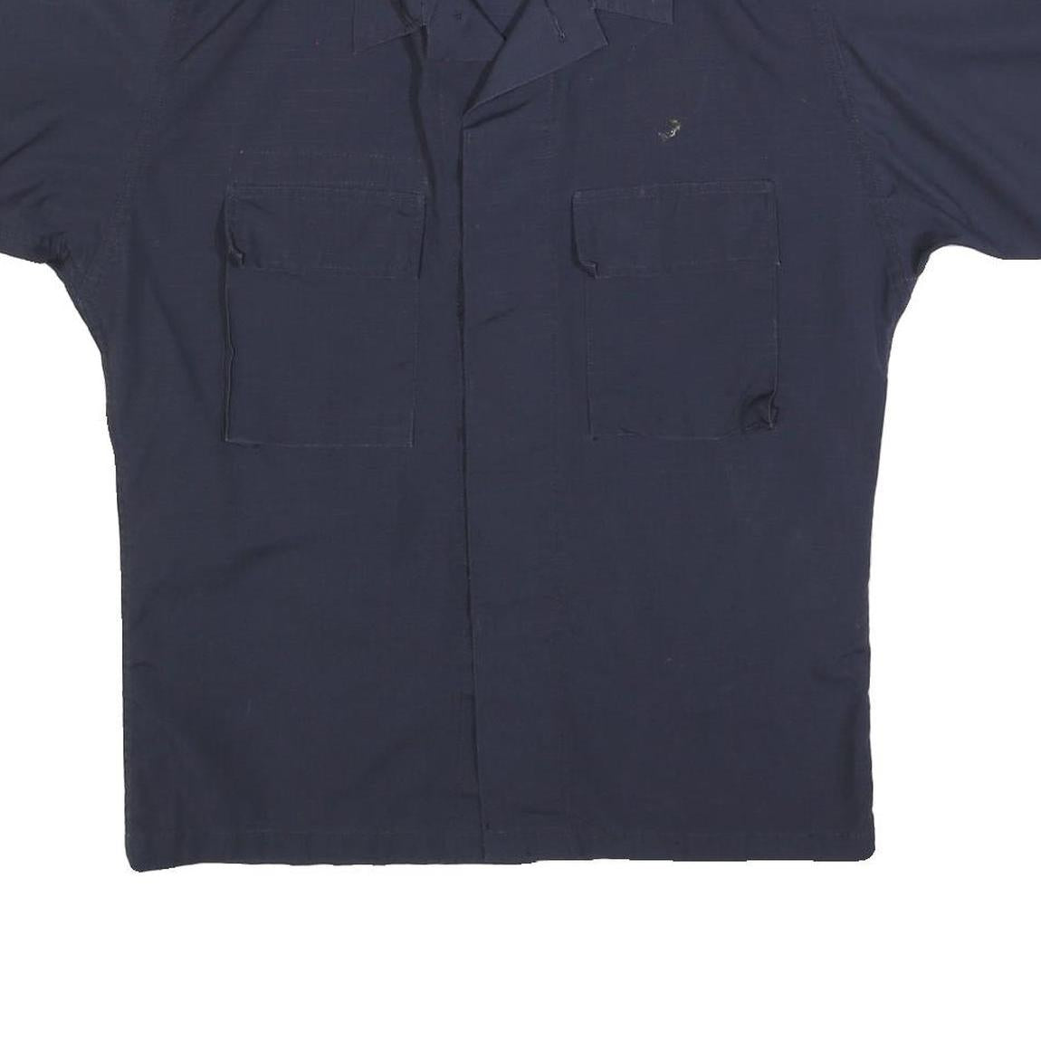 GALLS Mens Navy Blue Workwear Shirt M Cotton Blend Short Sleeve Pockets
