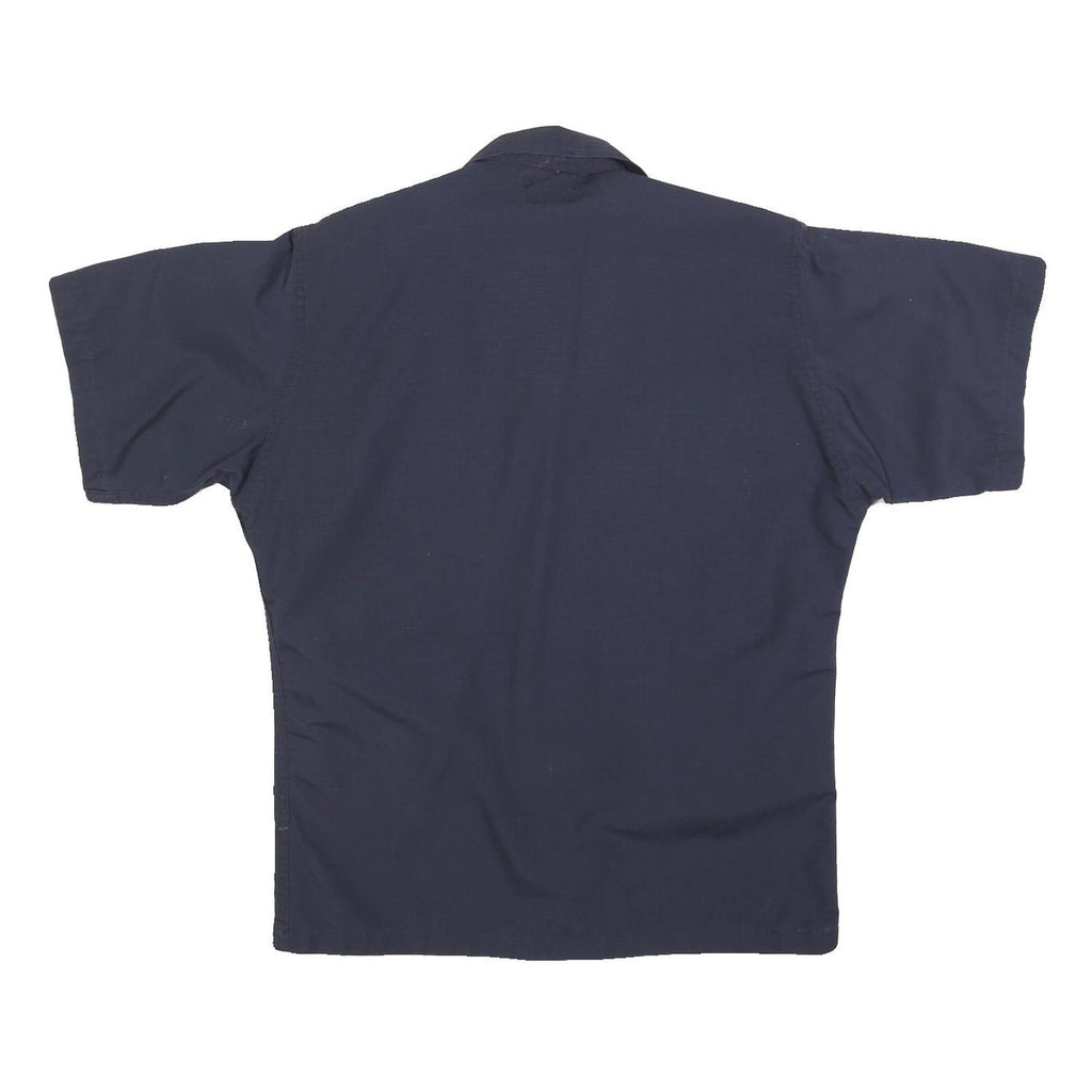 GALLS Mens Navy Blue Workwear Shirt M Cotton Blend Short Sleeve Pockets