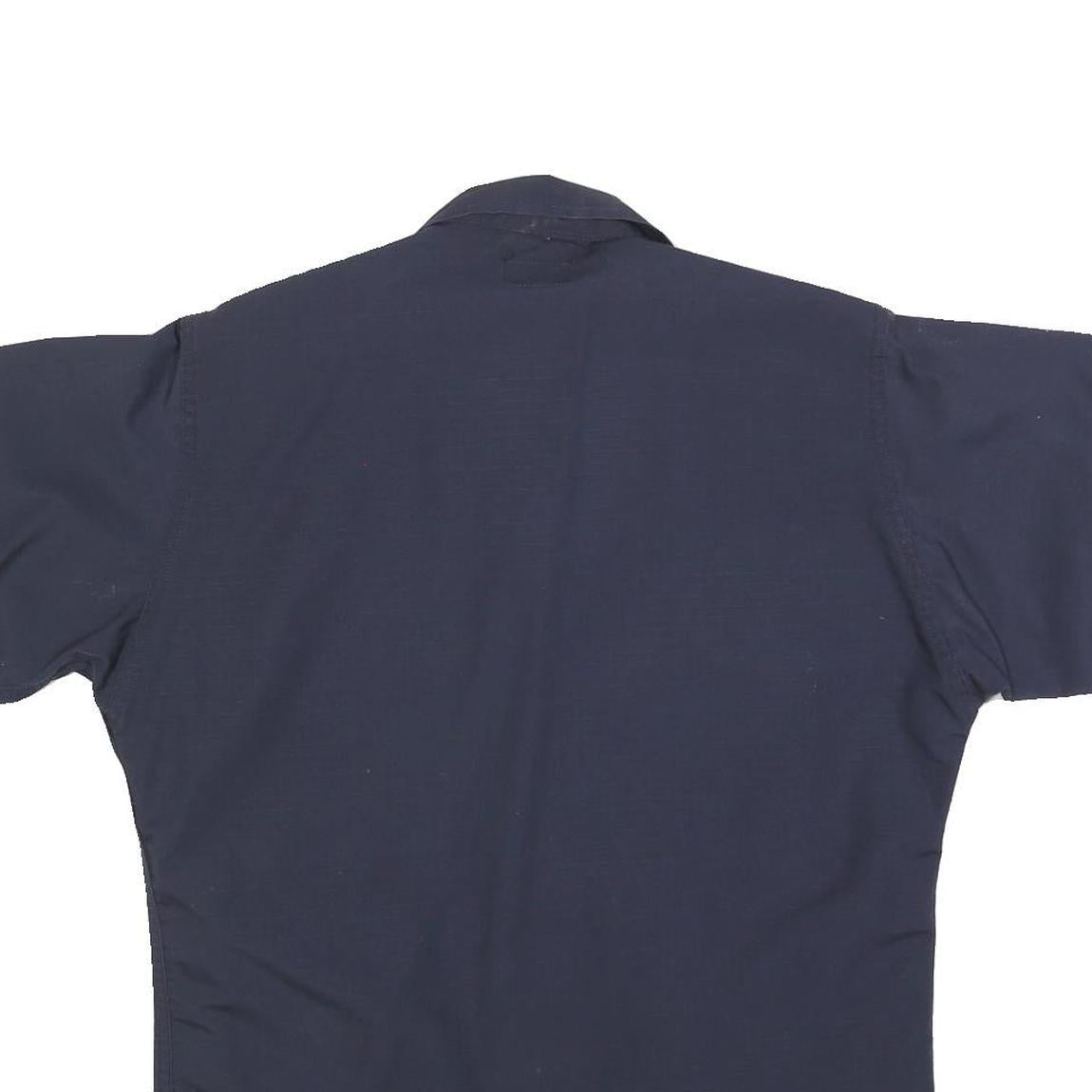 GALLS Mens Navy Blue Workwear Shirt M Cotton Blend Short Sleeve Pockets