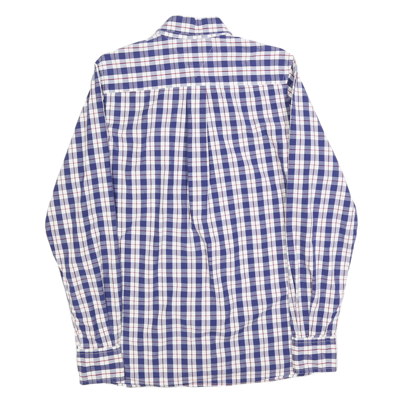 TOMMY HILFIGER Mens Blue & White Check Shirt XS Classic Button-Down Cotton Blend