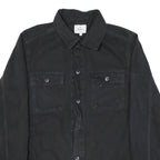 PEPE JEANS Mens Black Cotton Blend Button Jacket M Plain Casual Outerwear