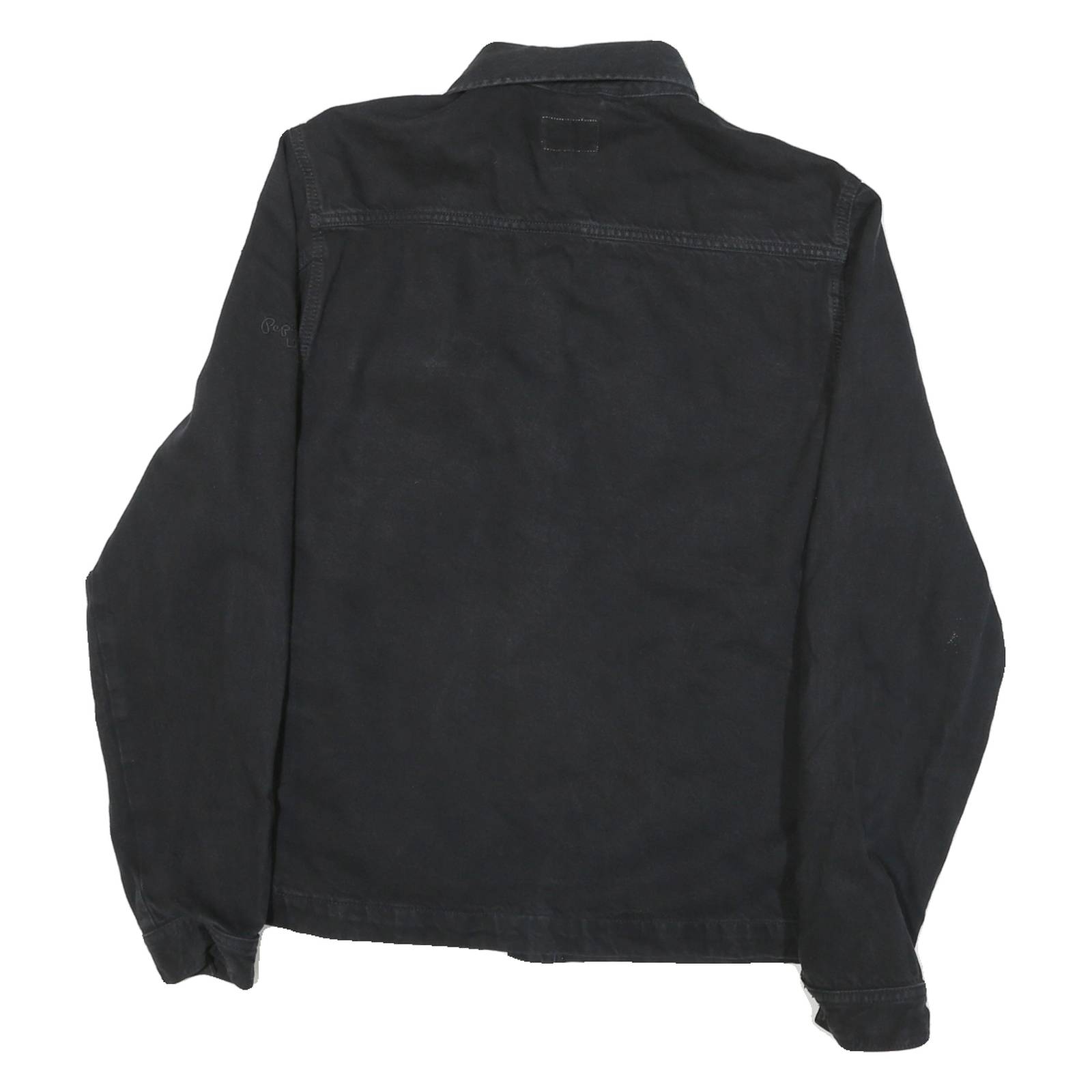 PEPE JEANS Mens Black Cotton Blend Button Jacket M Plain Casual Outerwear