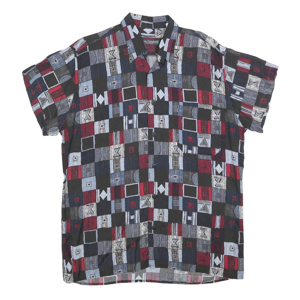 MARC THOMBARD Mens Black & Red Pattern Shirt L Geometric Print Casual Button