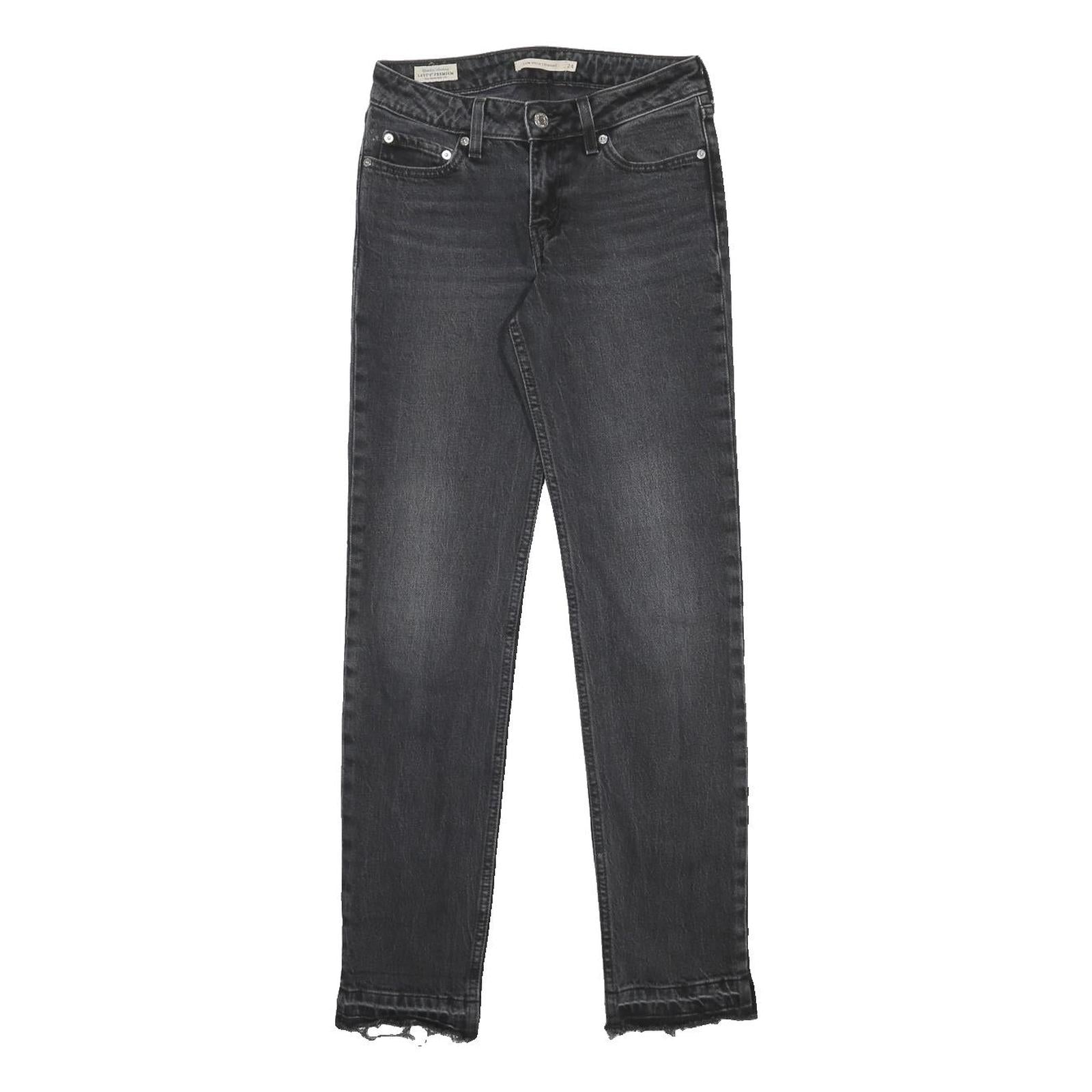 LEVI'S Big E Womens Jeans Black Slim Skinny Denim Medium W24 L31 Raw Hem