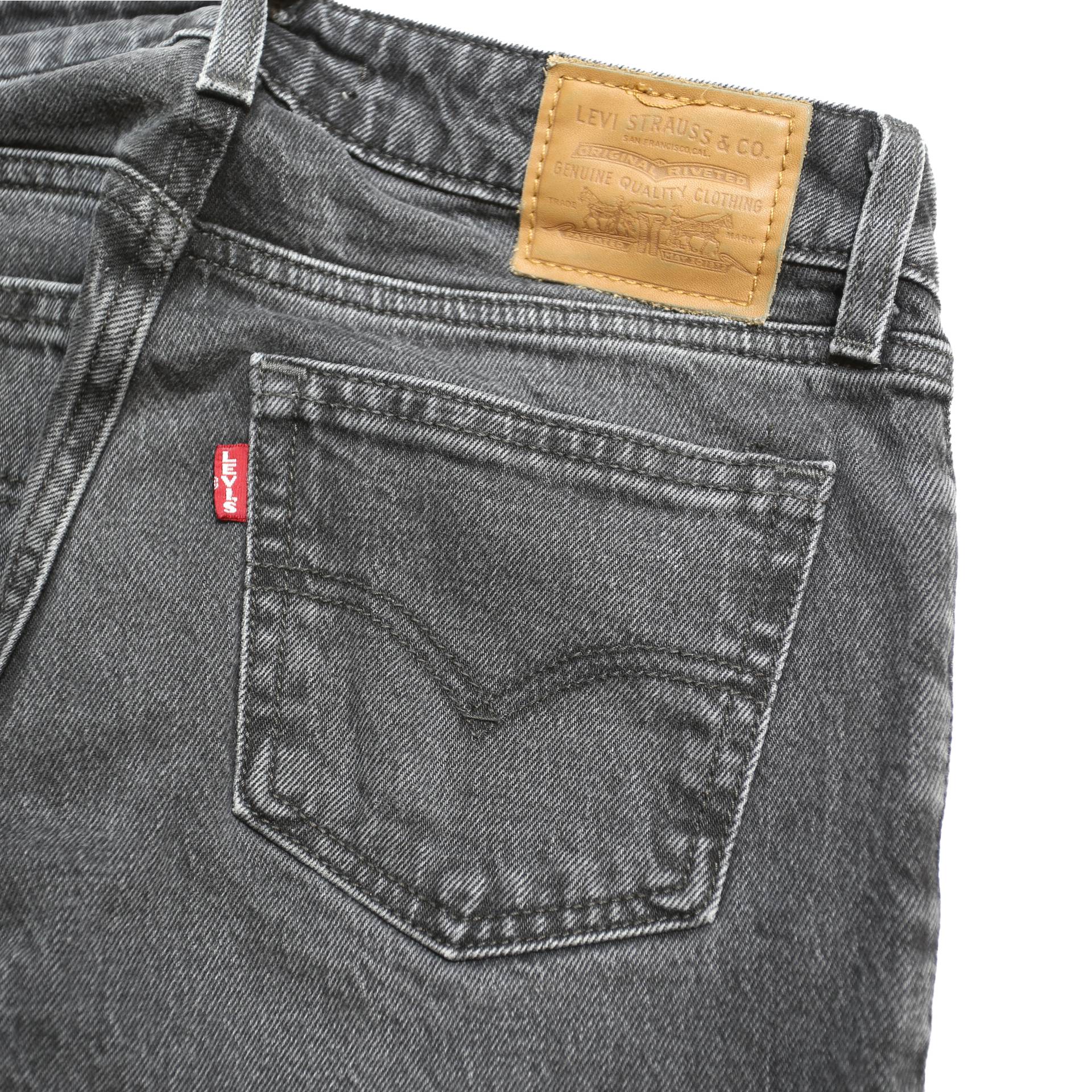 LEVI'S Big E Womens Jeans Black Slim Skinny Denim Medium W24 L31 Raw Hem