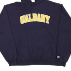 CHAMPION Mens Navy Blue UAlbany Pullover Hoodie L Cotton Blend Casual