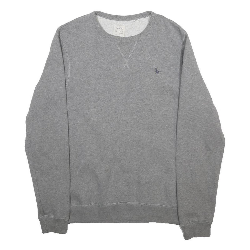 JACK WILLS Mens Grey Cotton Blend Crew Neck S Casual Pullover Sweatshirt