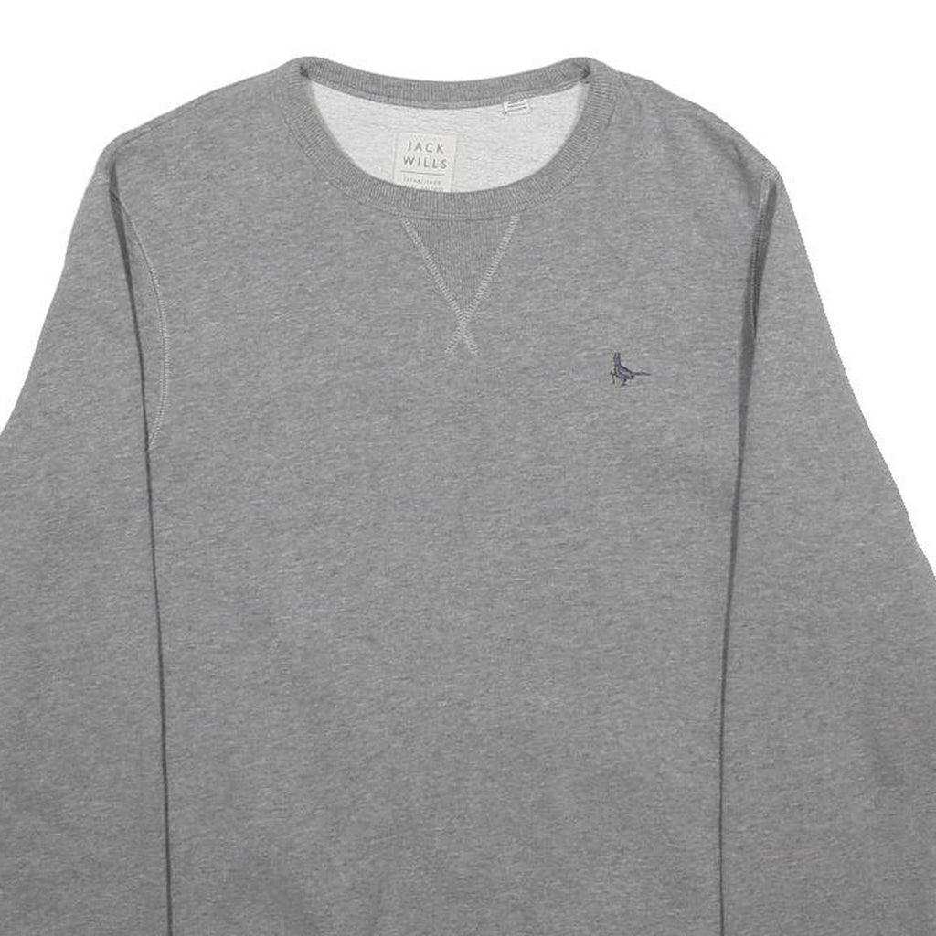 JACK WILLS Mens Grey Cotton Blend Crew Neck S Casual Pullover Sweatshirt