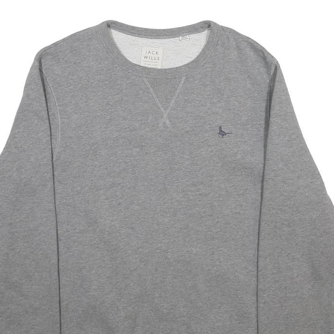 JACK WILLS Mens Grey Cotton Blend Crew Neck S Casual Pullover Sweatshirt