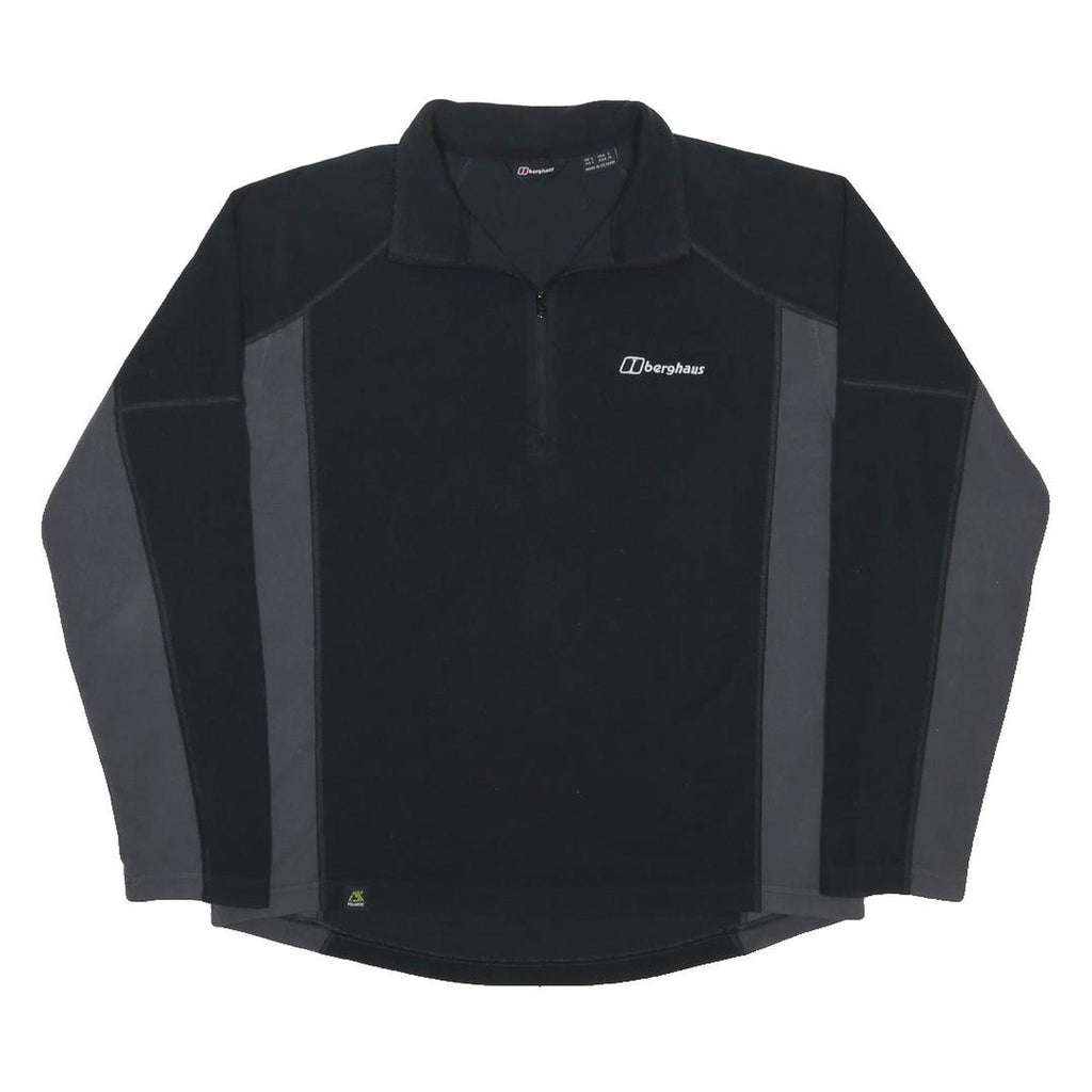 BERGHAUS Mens Black & Grey Outdoor Pullover Polyester Jumper Size L Half Zip