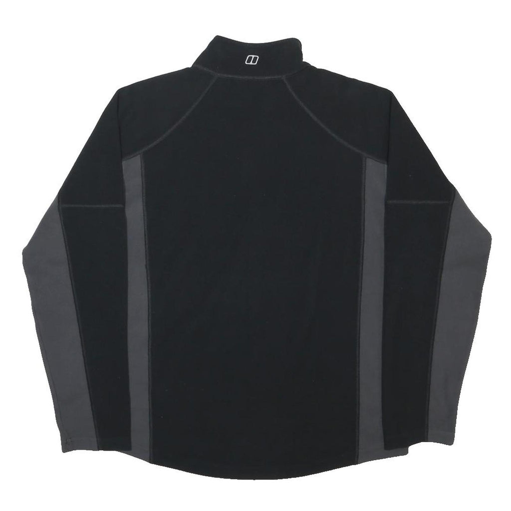 BERGHAUS Mens Black & Grey Outdoor Pullover Polyester Jumper Size L Half Zip