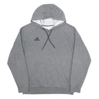 ADIDAS Mens Grey Pullover Hoodie L Cotton Blend Lightweight Casual Sports