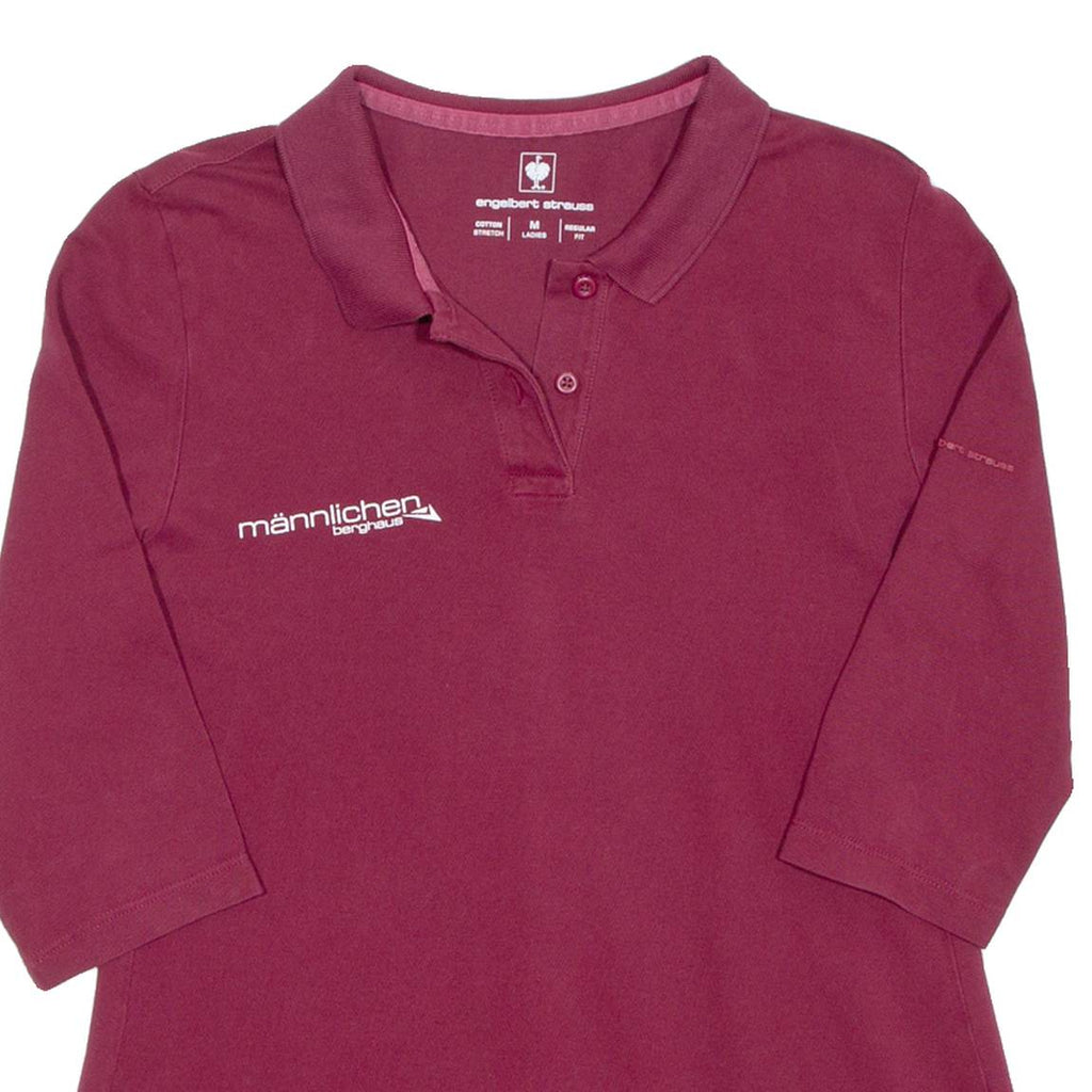 ENGELBERT STRAUSS Womens Polo Shirt Maroon 3/4 Sleeve M