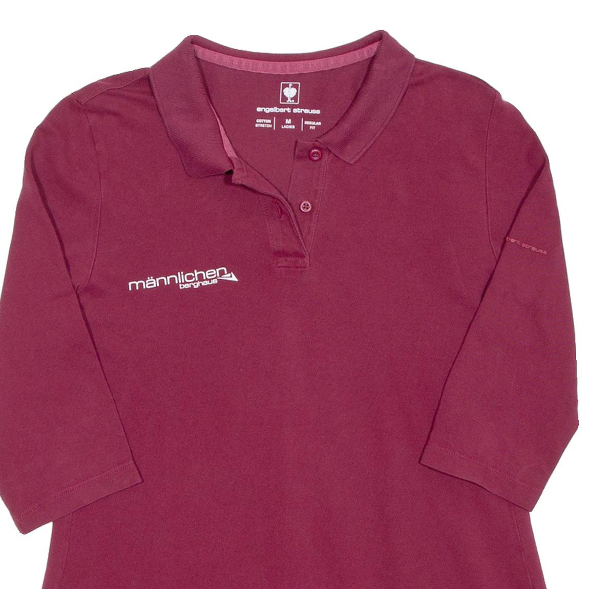 ENGELBERT STRAUSS Womens Polo Shirt Maroon 3/4 Sleeve M