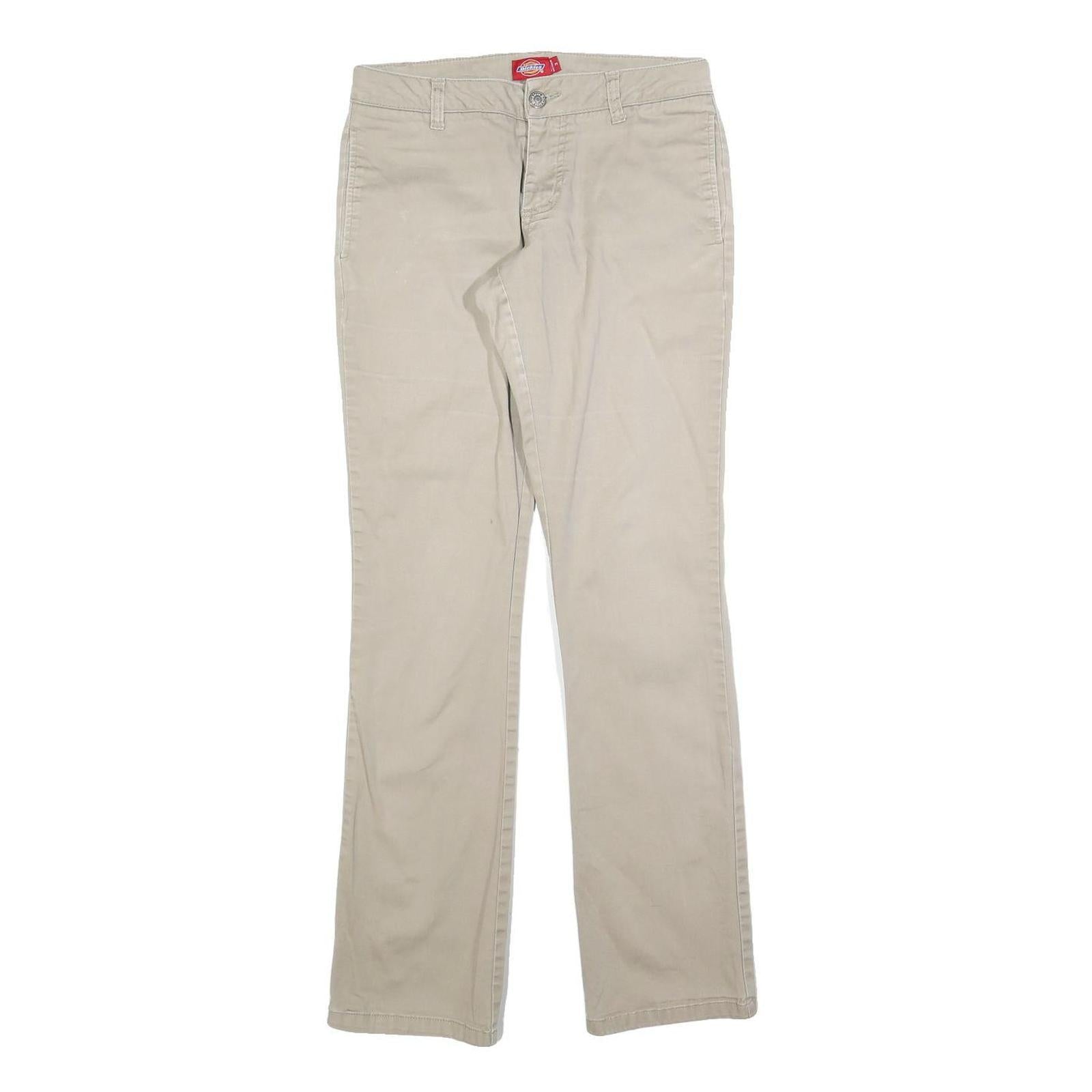 DICKIES Womens Slim Beige Cotton Blend Slim Straight Trousers W28 L30 Casual