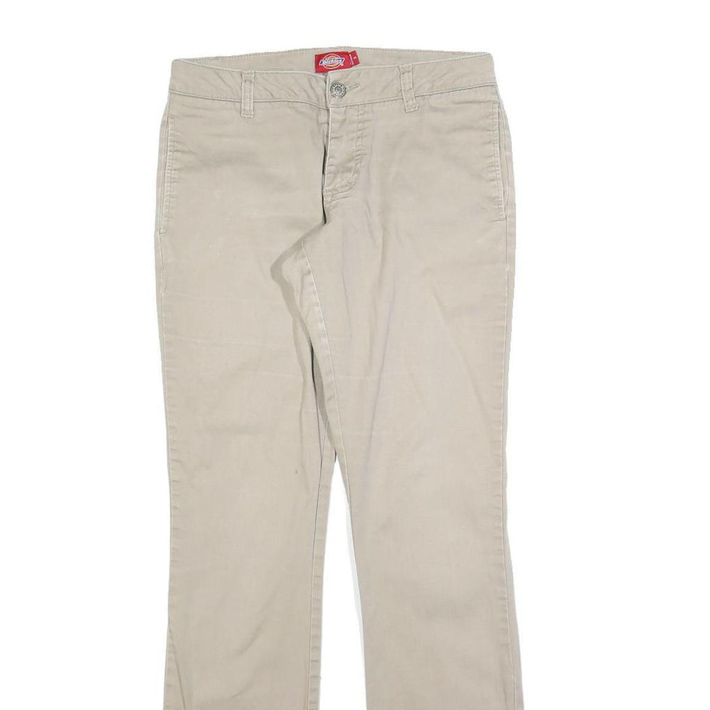 DICKIES Womens Slim Beige Cotton Blend Slim Straight Trousers W28 L30 Casual