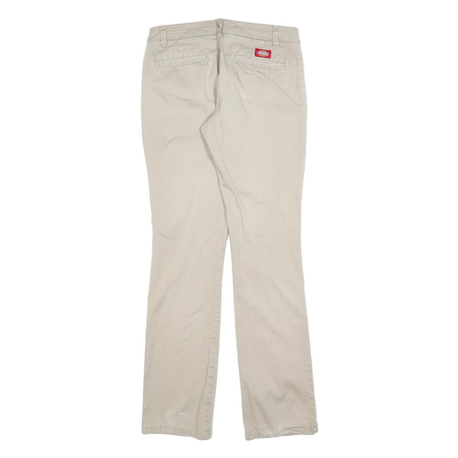 DICKIES Womens Slim Beige Cotton Blend Slim Straight Trousers W28 L30 Casual