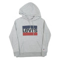 LEVI'S Mens Grey Cotton Blend Pullover Hoodie XXS Casual Logo Sweatshirt