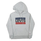 LEVI'S Mens Grey Cotton Blend Pullover Hoodie XXS Casual Logo Sweatshirt