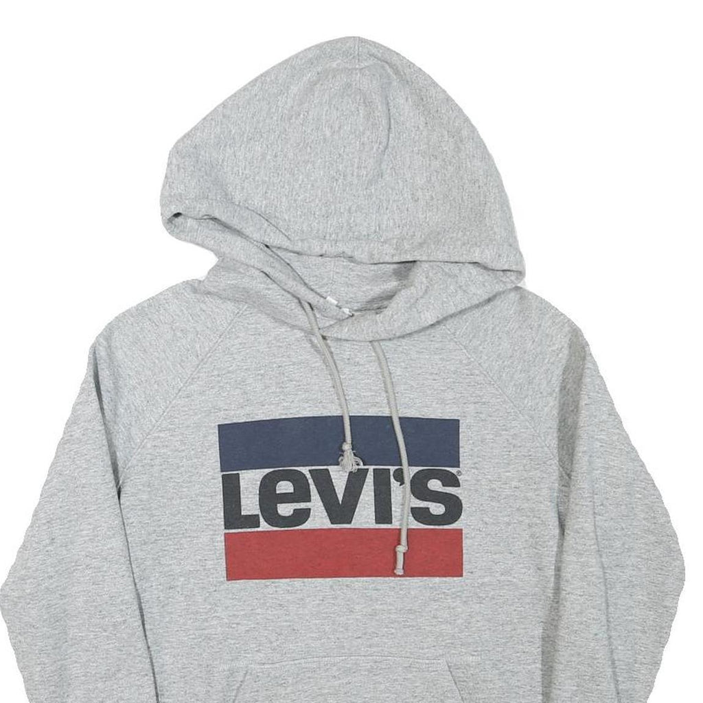 LEVI'S Mens Grey Cotton Blend Pullover Hoodie XXS Casual Logo Sweatshirt