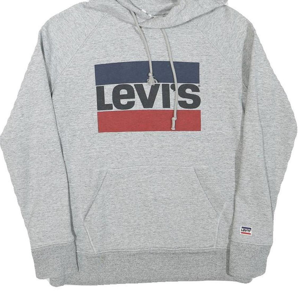 LEVI'S Mens Grey Cotton Blend Pullover Hoodie XXS Casual Logo Sweatshirt