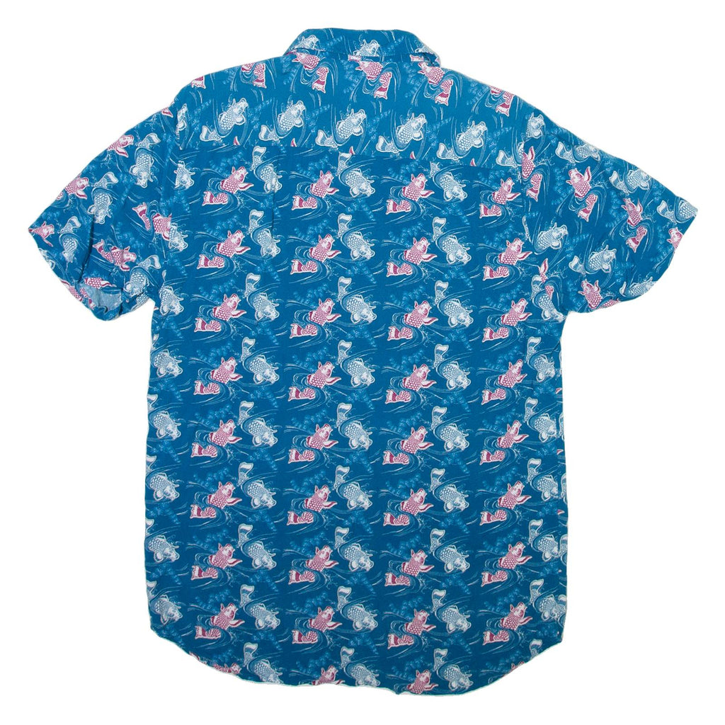 REBEL Mens Shirt Blue Crazy Pattern M