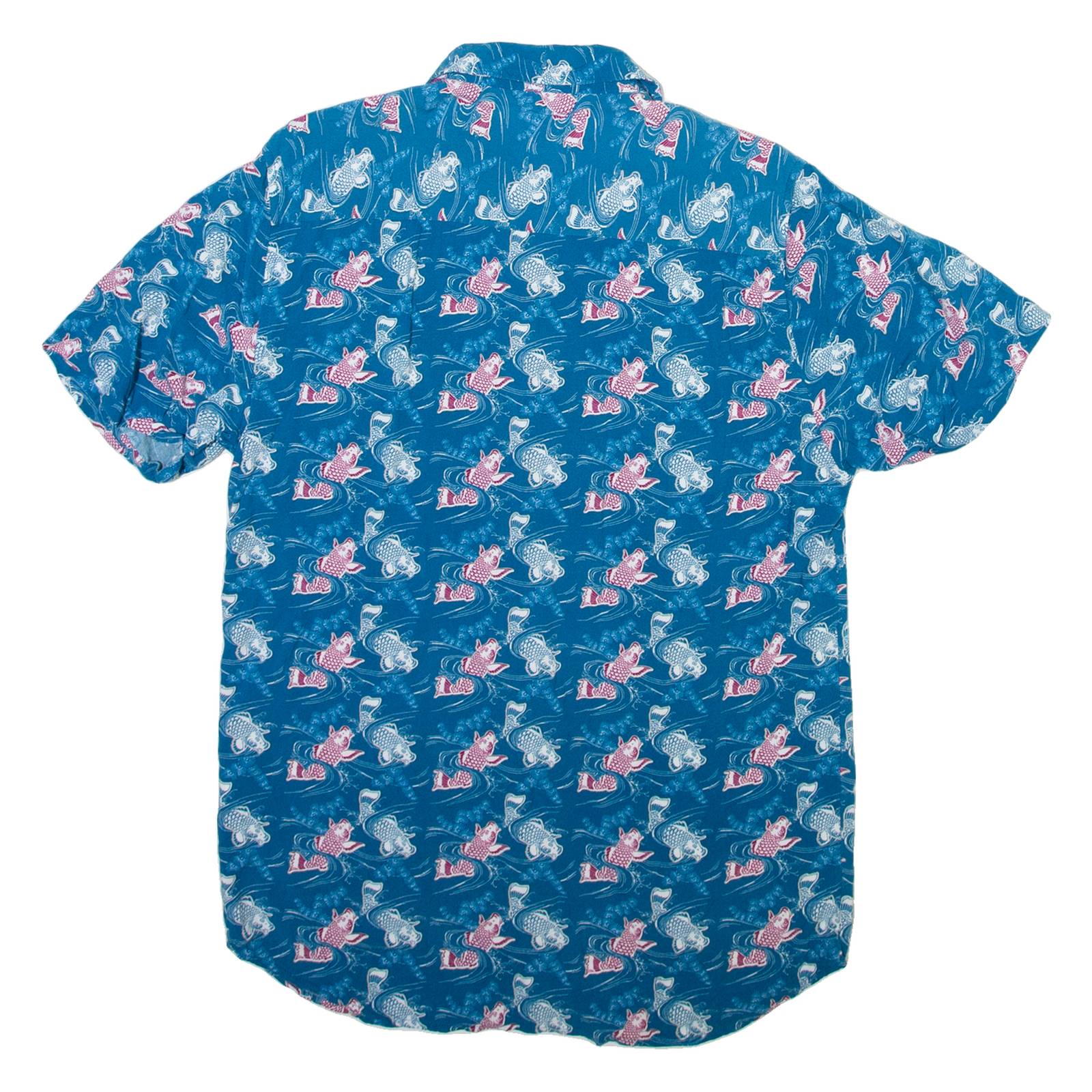 REBEL Mens Shirt Blue Crazy Pattern M