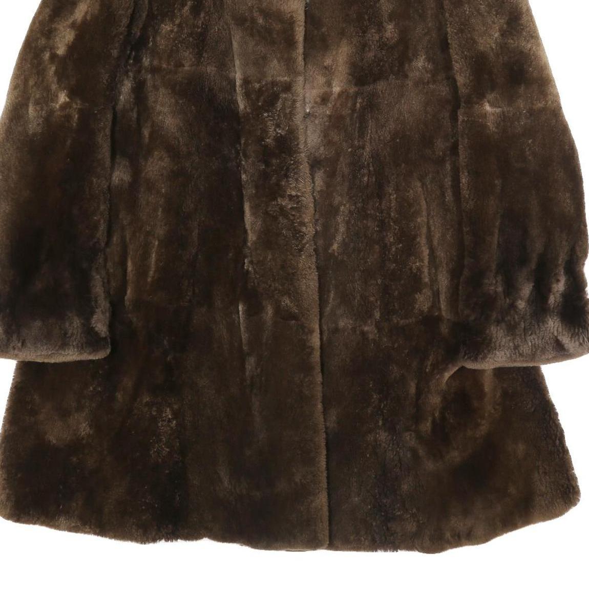 Womens Brown Synthetic Faux Fur Button Jacket L Plush Warm Winter