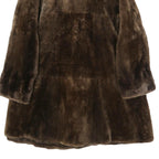 Womens Brown Synthetic Faux Fur Button Jacket L Plush Warm Winter