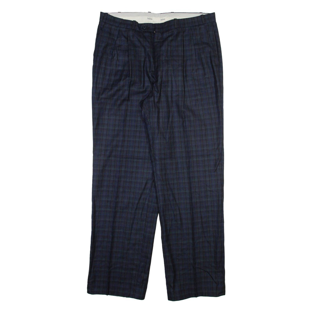 HAGMAN Mens Trousers Blue Regular Straight Wool W36 L32