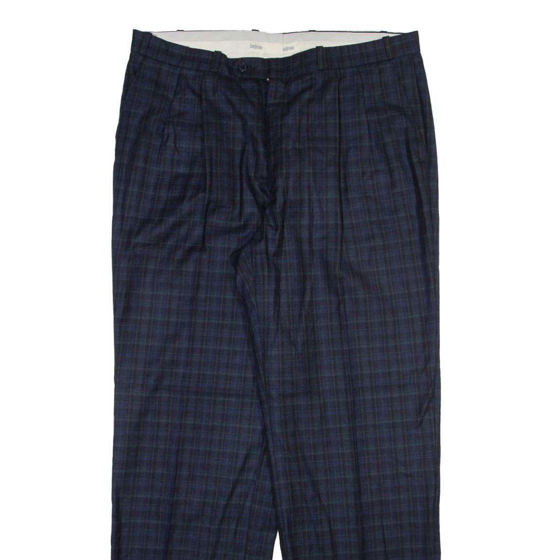 HAGMAN Mens Trousers Blue Regular Straight Wool W36 L32