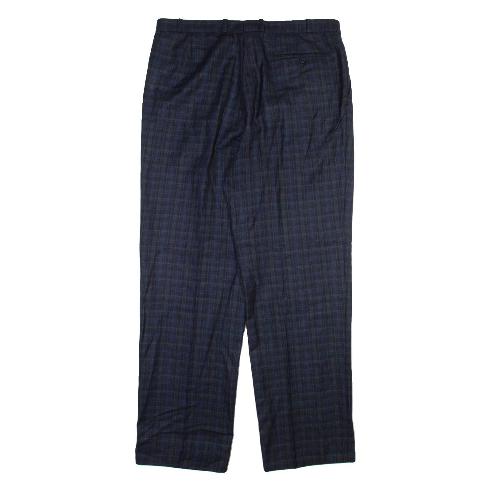 HAGMAN Mens Trousers Blue Regular Straight Wool W36 L32