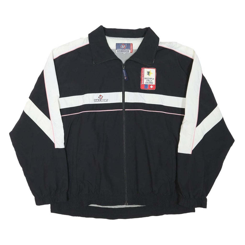 DUET SPORT Mens Black & White Sports Track Jacket XL Polyester Blend Zip