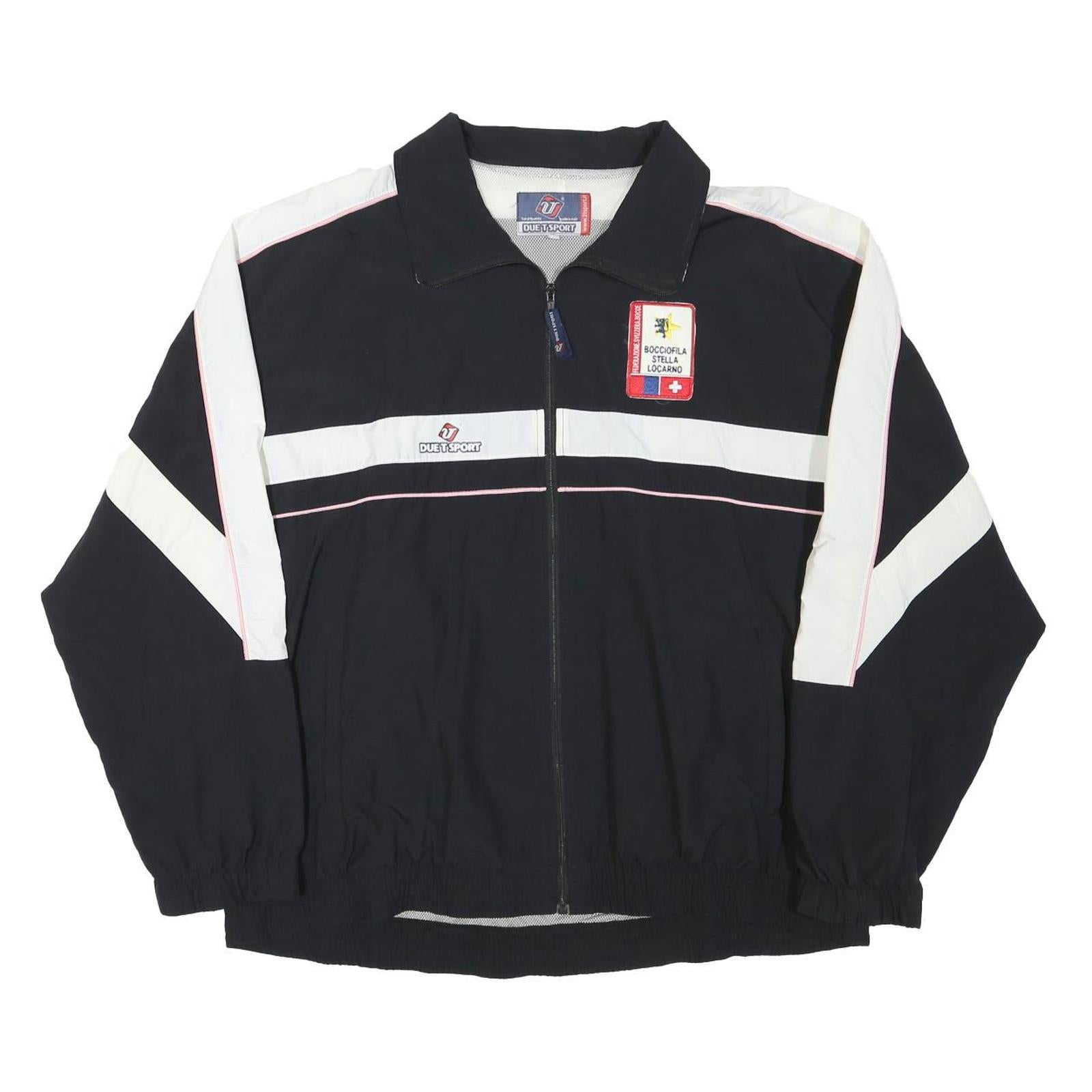 DUET SPORT Mens Black & White Sports Track Jacket XL Polyester Blend Zip