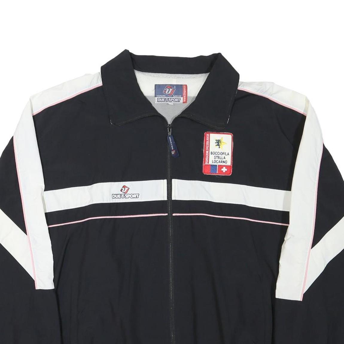 DUET SPORT Mens Black & White Sports Track Jacket XL Polyester Blend Zip