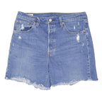 LEVI'S Womens Denim Blue Casual Shorts M W34 Frayed Hem Distressed