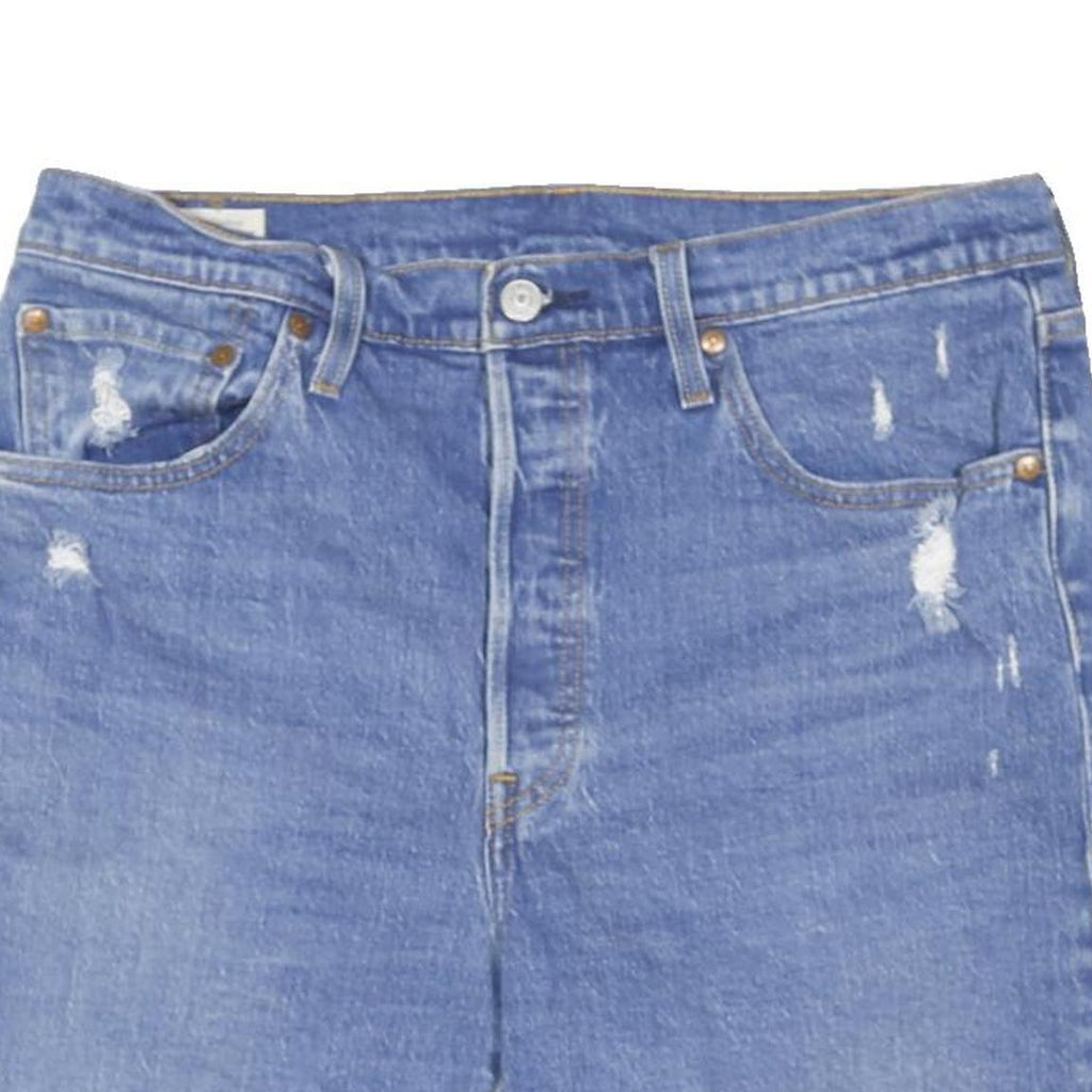 LEVI'S Womens Denim Blue Casual Shorts M W34 Frayed Hem Distressed