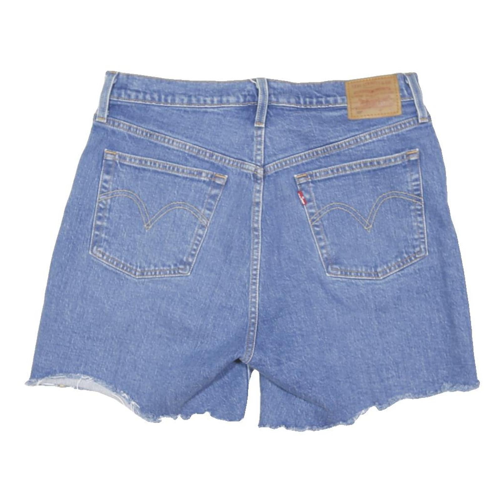 LEVI'S Womens Denim Blue Casual Shorts M W34 Frayed Hem Distressed