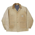 CARHARTT Blanket-Lined Mens Beige & Brown Button Jacket XL Cotton Workwear