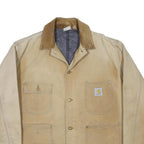 CARHARTT Blanket-Lined Mens Beige & Brown Button Jacket XL Cotton Workwear