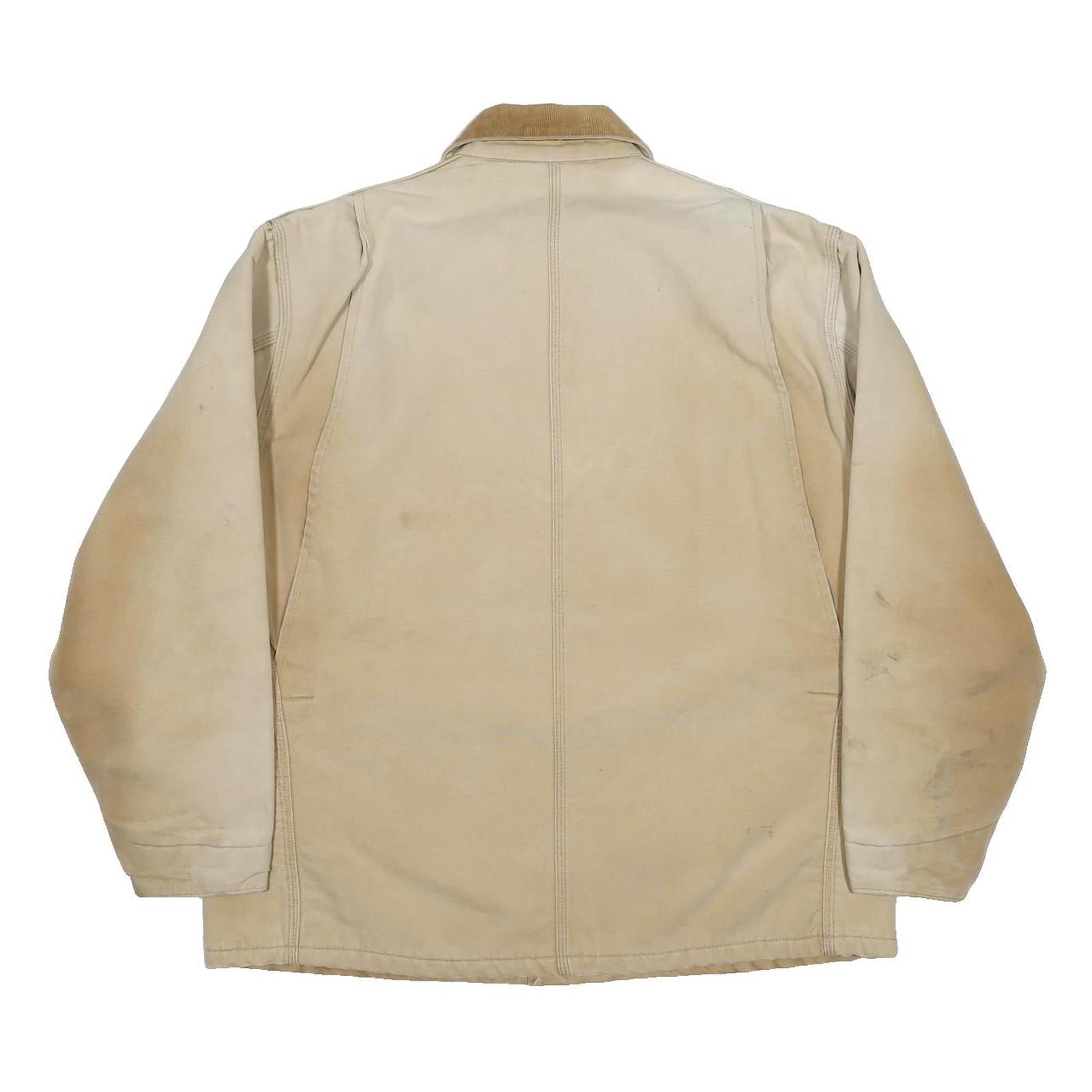 CARHARTT Blanket-Lined Mens Beige & Brown Button Jacket XL Cotton Workwear