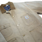 CARHARTT Blanket-Lined Mens Beige & Brown Button Jacket XL Cotton Workwear