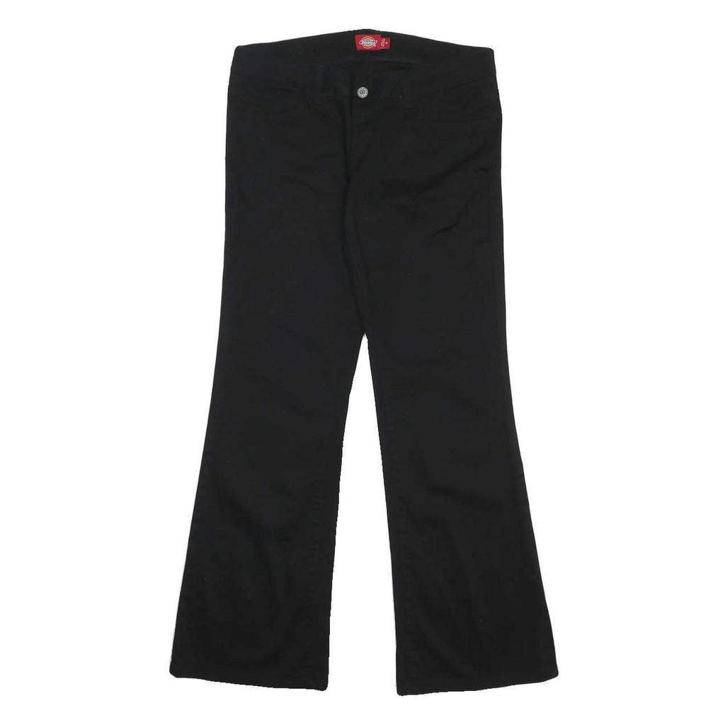 DICKIES Womens Cotton Blend Black Regular Bootcut Trousers W30 L29 Stylish Zip
