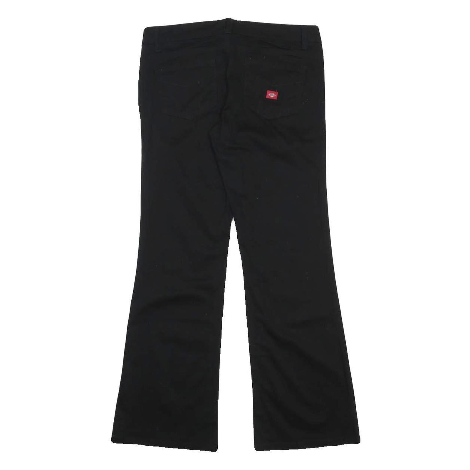DICKIES Womens Cotton Blend Black Regular Bootcut Trousers W30 L29 Stylish Zip