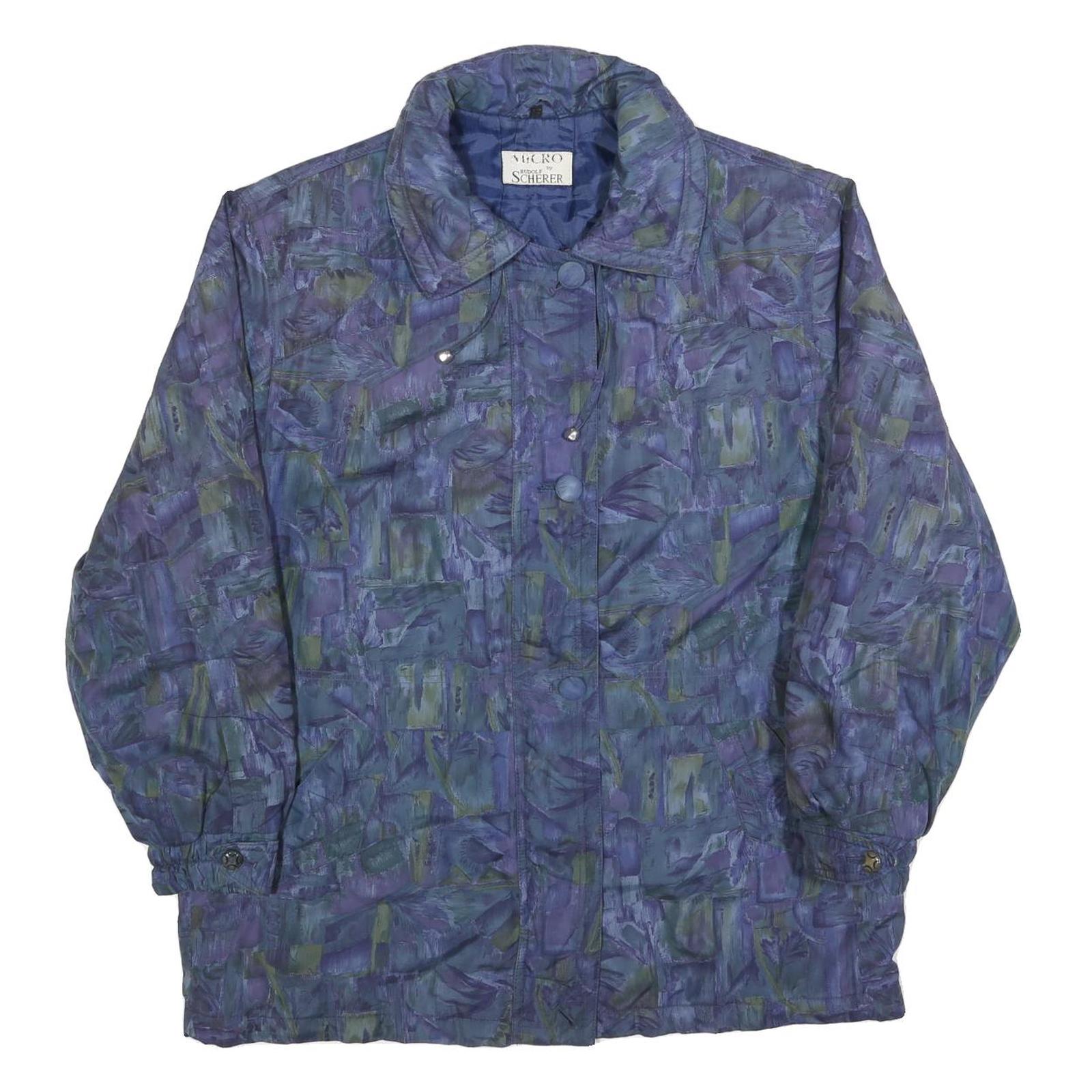 RUDOLF SCHERER Womens Blue Quilted Jacket L Polyester Blend Zip Casual Outerwear